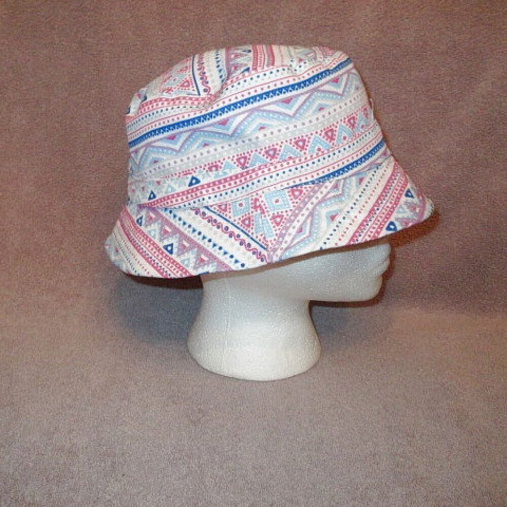 Vtg Y2K Kooba Patchwork Bucket Hat Reversible Crusher Sun Beach Garden Resort